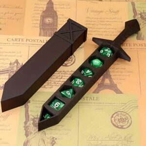 7 Dice w/Anime-Themed RPG Dice Sword Game System ABS Plastic Dice Storage Case